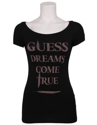 SS BN FEATHERS TEE BLACK - Guess - Shirts en tops - Zwart