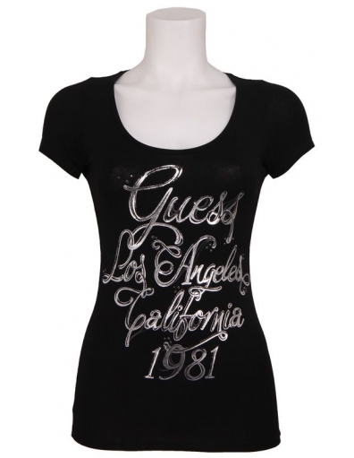 SS RN ELITA TEE BLACK / ZWART - Guess - Shirts en tops  - Guess - Shirts en tops - Zwart