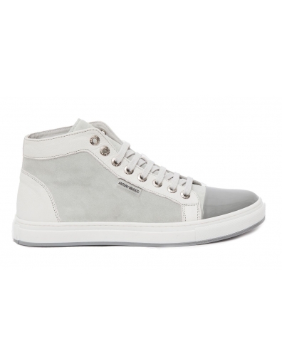 Hi cut suede and patent sneaker - Antony Morato - Schoenen - Wit