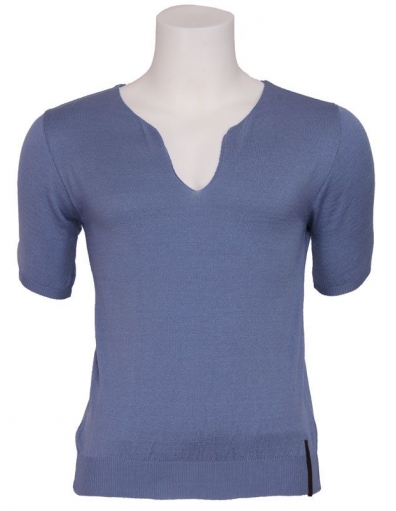 Kenneth - Pull S/S Fancy V-neck - Zumo - T-shirts - Blauw