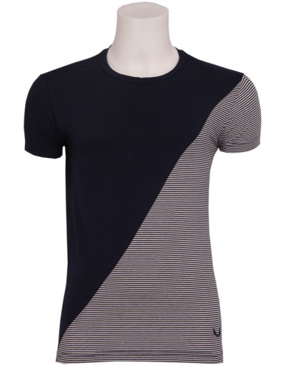 FASCO - T-SHIRT S/S Partially Stripe - Zumo - T-shirts - Blauw