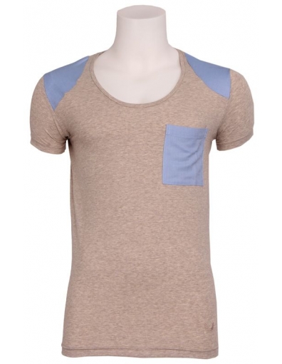 Ripon - T-shirt S/S shoulder patch - Zumo - T-shirts - Beige