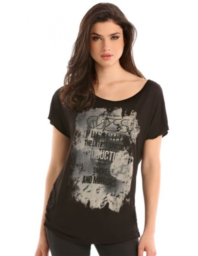 CONFUSION KNIT TOP - Guess - T-shirts - Zwart