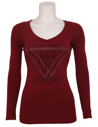 LS VN LET YR. VOICE TEE - Guess - T-shirts - Rood