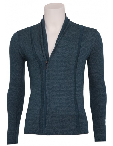 Marco - zipped cardigan Petrol - Zumo - Truien & Vesten - Blauw