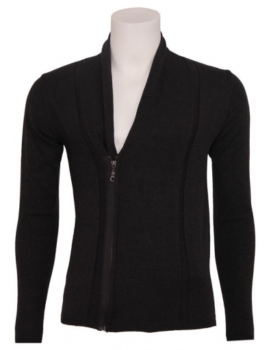 Marco - zipped cardigan Antra - Zumo - Truien & Vesten - Zwart