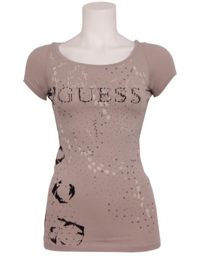 SS BN DOT & ROSES TE - Guess - T-shirts - Beige