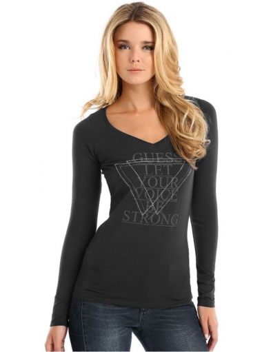 GUESS LET YR. VOICE - Guess - T-shirts - Zwart