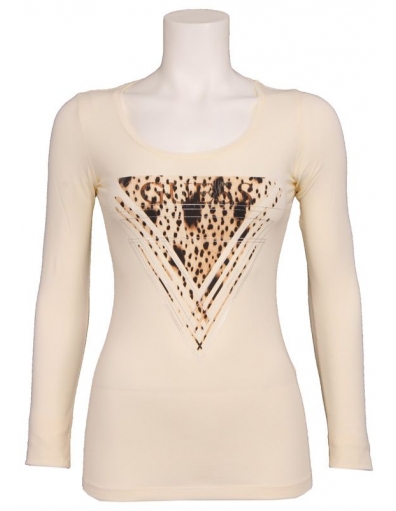 TEE LEOPARD FANCY - Guess - Longsleeves - crÃ¨me