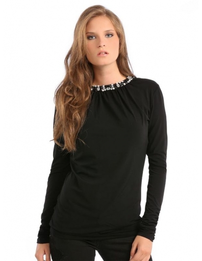LILIA KNIT TOP - Guess - Longsleeves - Zwart