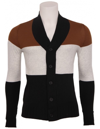 Lavinio - Cardigan Stripe Scarfneck - Zumo - Truien & Vesten - Zwart