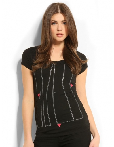 996 SS RN HIGH DENSITY TEE - Guess - T-shirts - Zwart