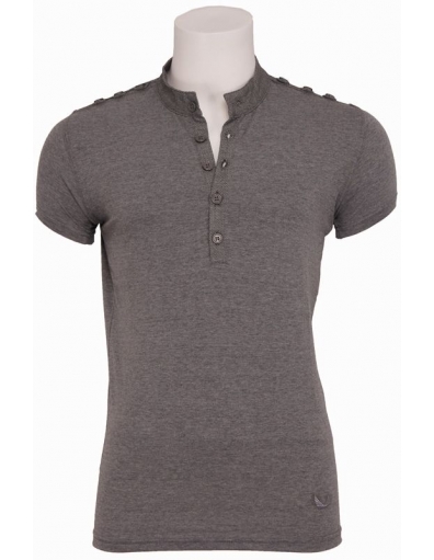 Corsham - T-shirt S/S shoulder butto - Zumo - T-shirts - Grijs