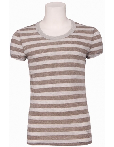 Duffy - T-shirt S/S Stripe - Zumo - T-shirts - Bruin