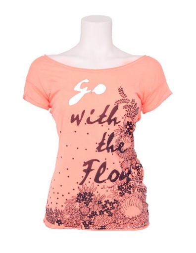 Dept shirt - Knitted T-shirt - fluo peach