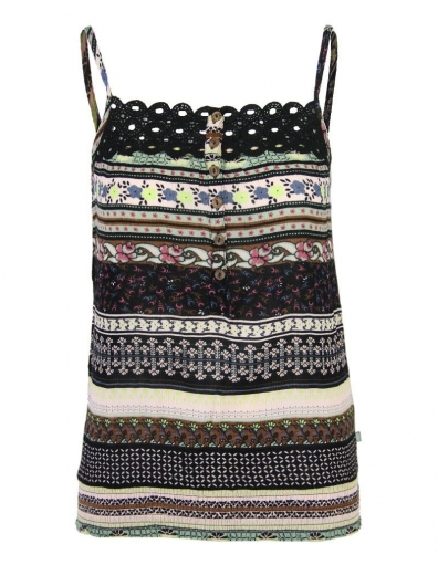 Dept spaghetti top - patroon - zwart 