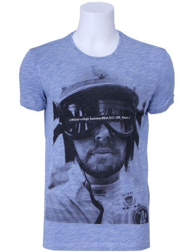 T-shirts J.C. Rags - J. Miller - Hydro blue melange