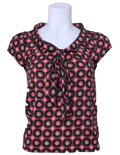 Blouse Dept - Bruin / roze / creme / zwart