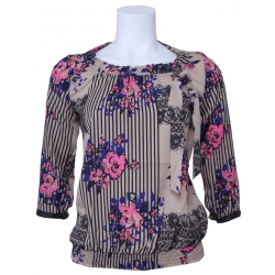 Dept blousje 3/4 mouw - bloemen