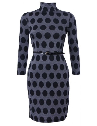 Jurk lange mouw Dept - stippen - zwart / grijs