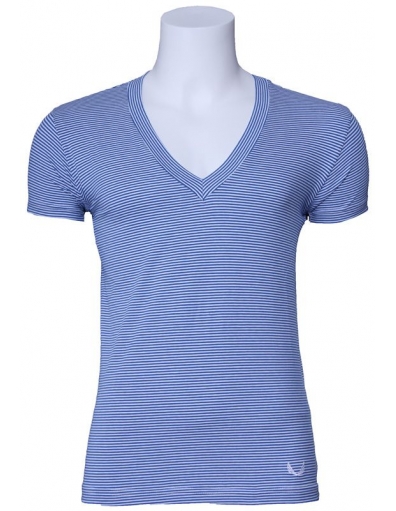 Zumo basic t-shirt - Alec stripe - wit / blauw