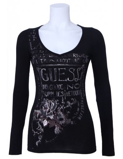 Guess longsleeve - Handwriti - Zwart / Black