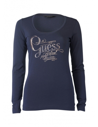 Guess - Logo tee longsleeve - blauw/blue