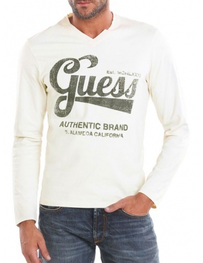 LS Guess Authentic T - Guess - Shirts en tops - crÃ¨me
