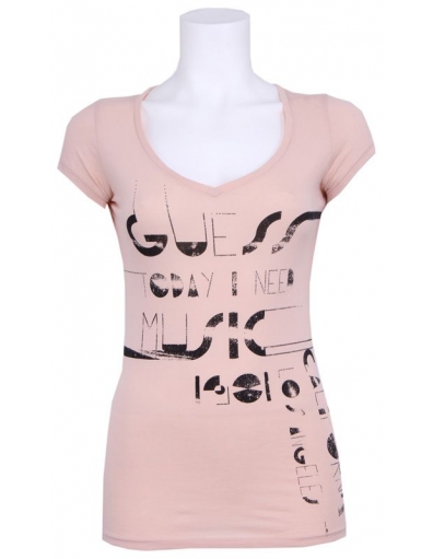 SS Guess Music Tee R - Guess - Shirts en tops - Roze