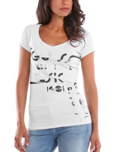 SS Guess Music Tee - Guess - Shirts en tops - Wit