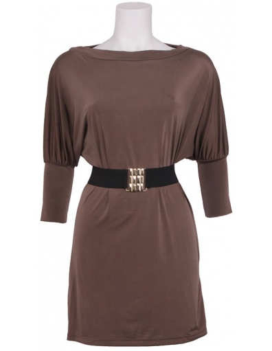 Jurk met riem - Amy Gee - Jurken - Bruin